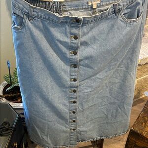 Woman Within Light Blue Jean Button-Front Skirt